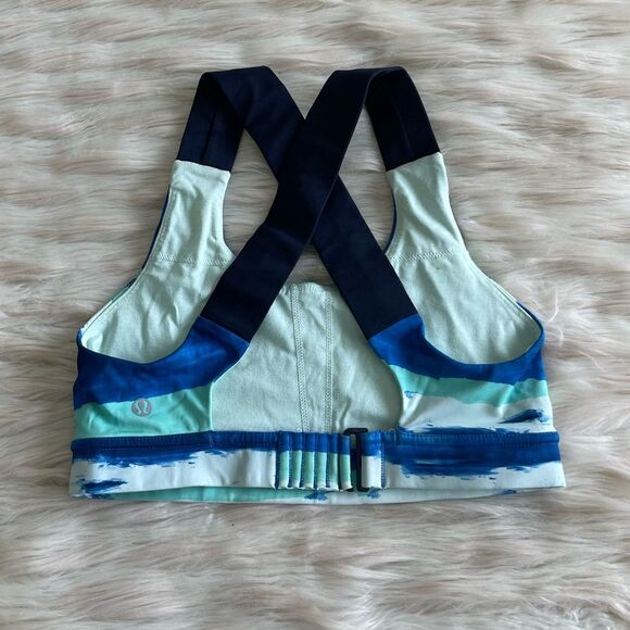 Lululemon All Sport Bra Brush Strokes Harbor Blue Menthol / Naval Blue - Picture 3 of 10